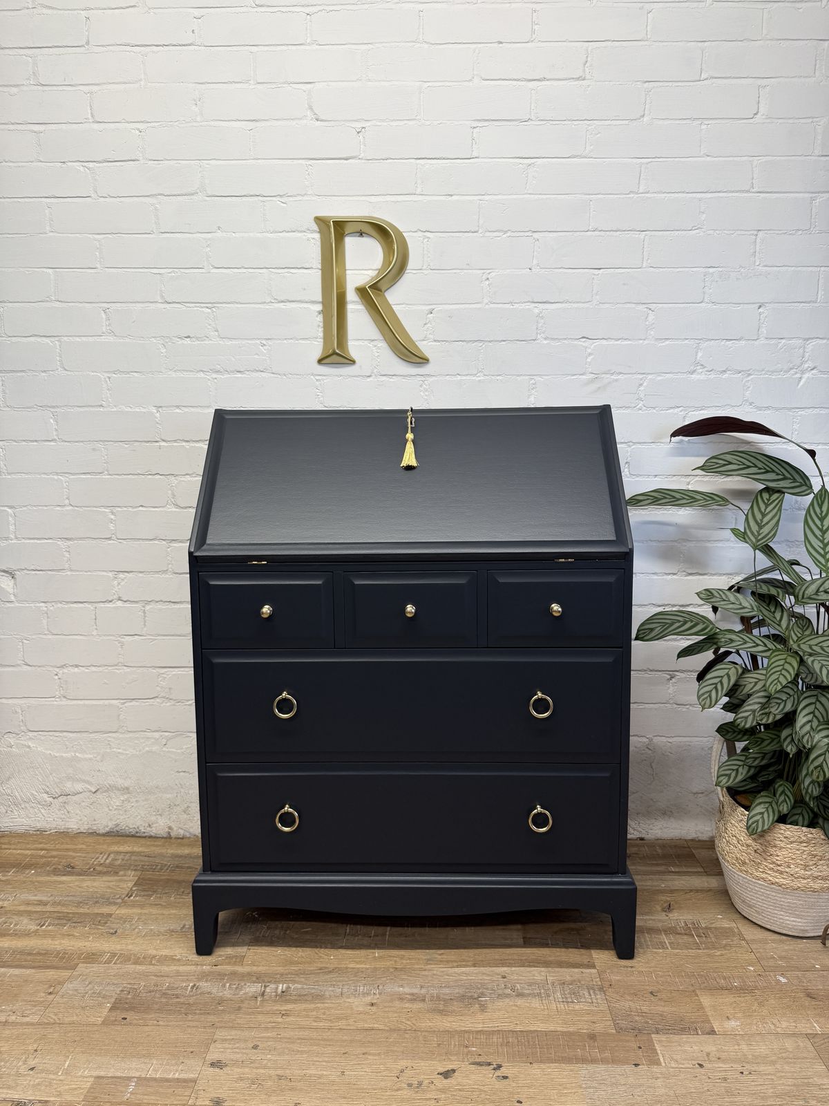 Stag Minstrel Bureau Black Painted In Soot By Benjamin Moore photo furniture
