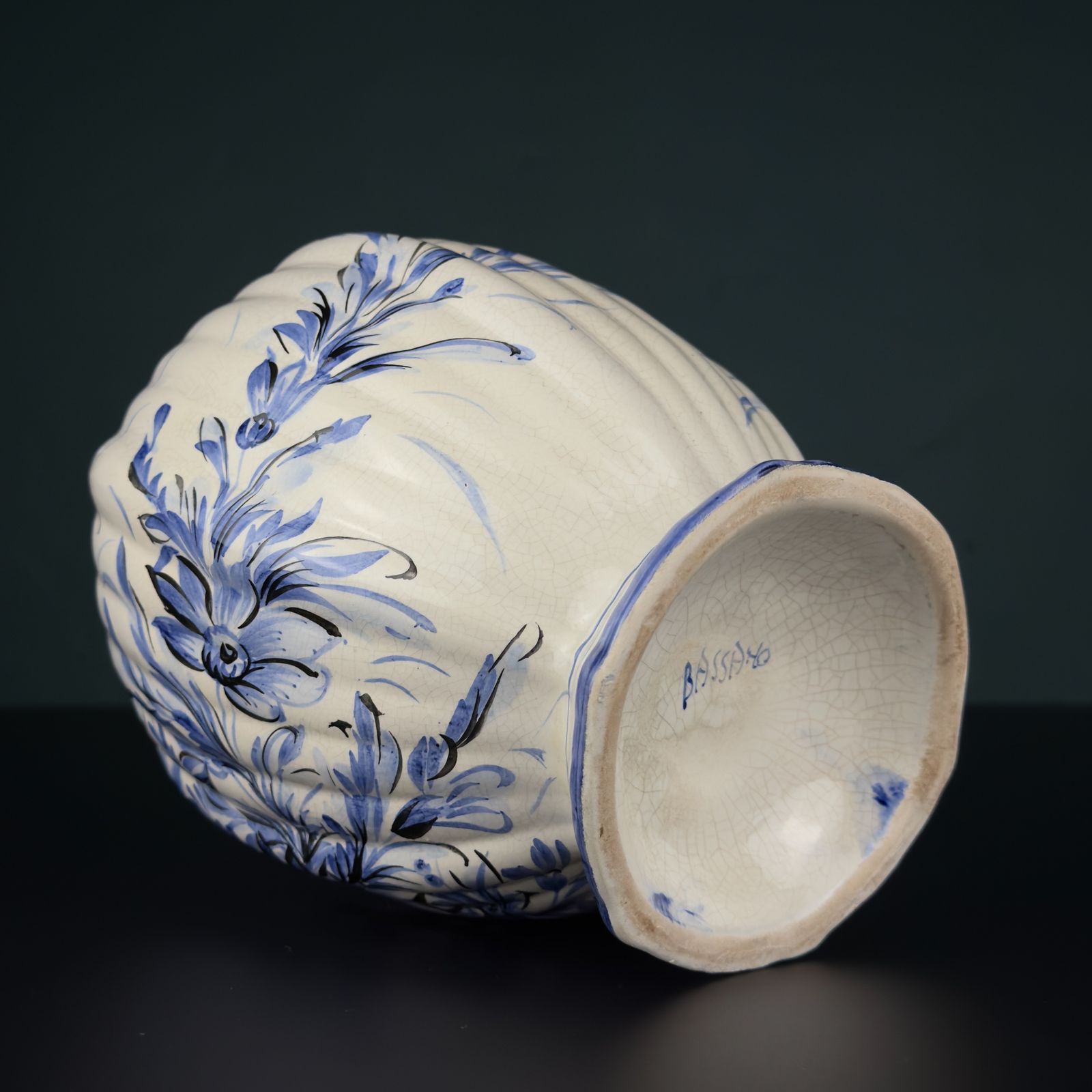 Vintage Blue Ceramic Vase By Bassano, Italy 1970s photo buy