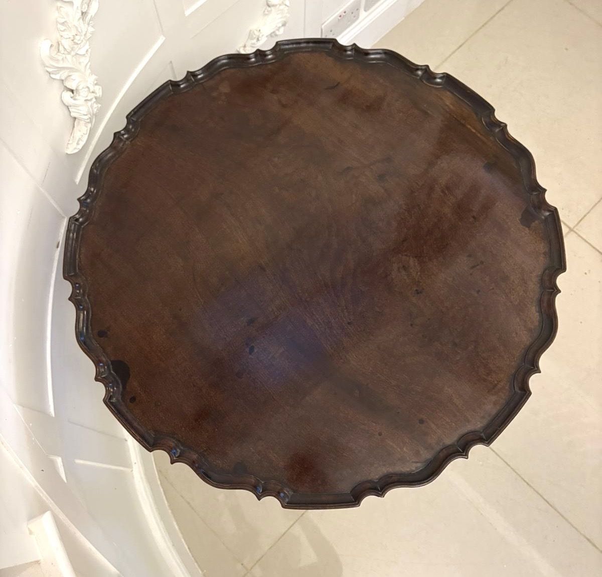 Furniture Antique 18th Century Quality Chippendale Mahogany Tilt Top Tripod Table photo