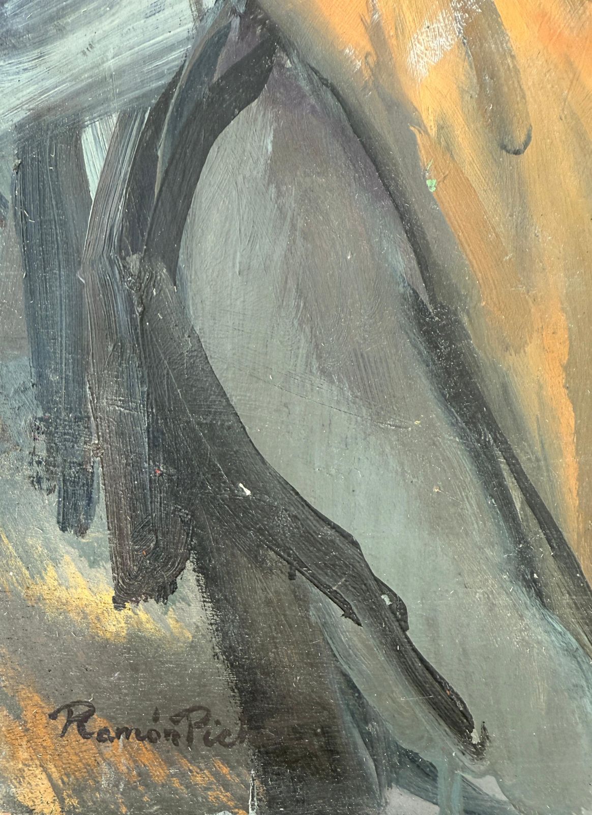 Ramon Pichot I Soler Reclining Woman Oil On Board Painting C.1960 photo furniture