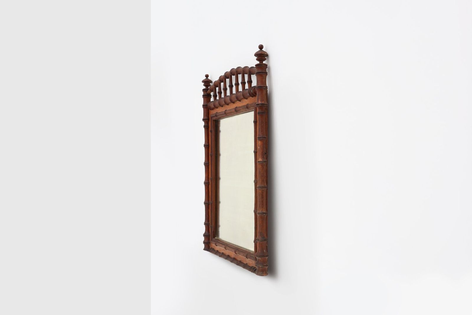 Home Decor Antique Faux Bamboo Wood Mirror, France, 19th Century photo