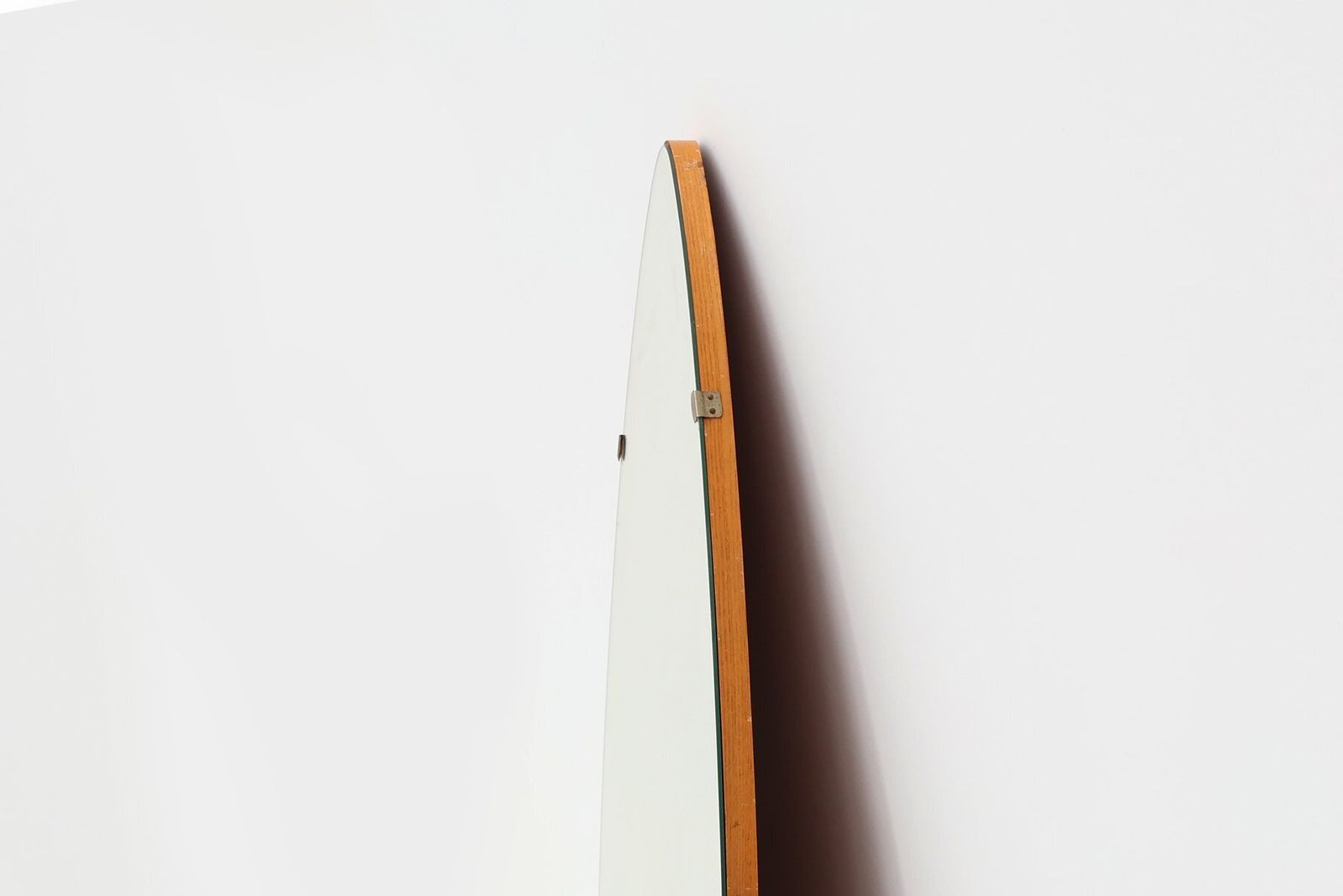 Vintage Organic Triangle Shaped Mirror With Wooden Back, Belgium, 1960s photo vinterior