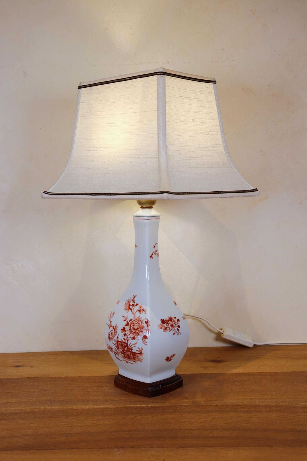 Portugese Chinoiserie Asian Style Vintage Porcelaine Table Or Desk Lamp (St.249) photo vinterior