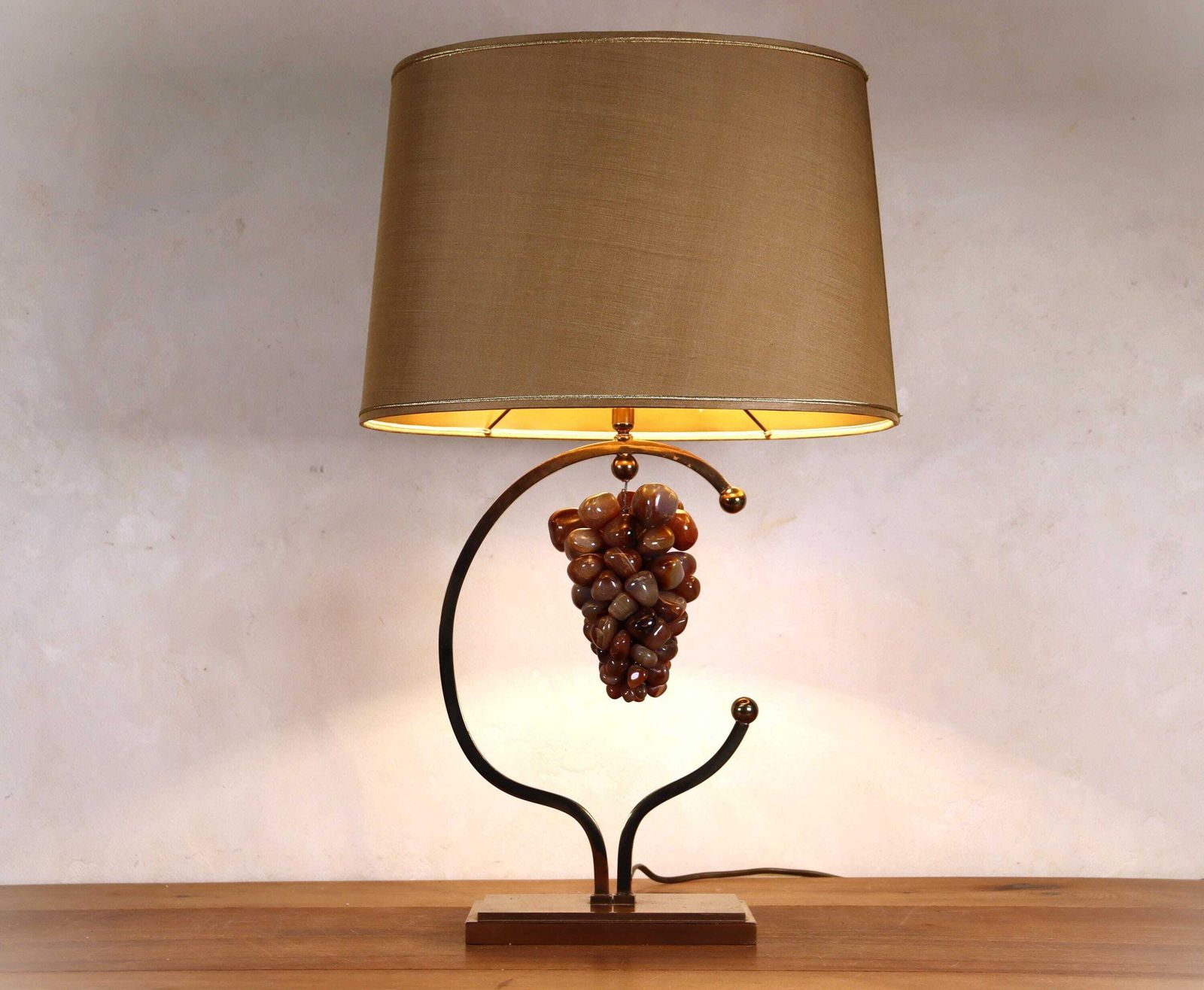 Hollywood Regency Vintage Design Table Desk Gemstone Grape Fruit 1970's Lamp In The Manner Of Willy Rizzo Or Willy Daro (St.241) photo furniture
