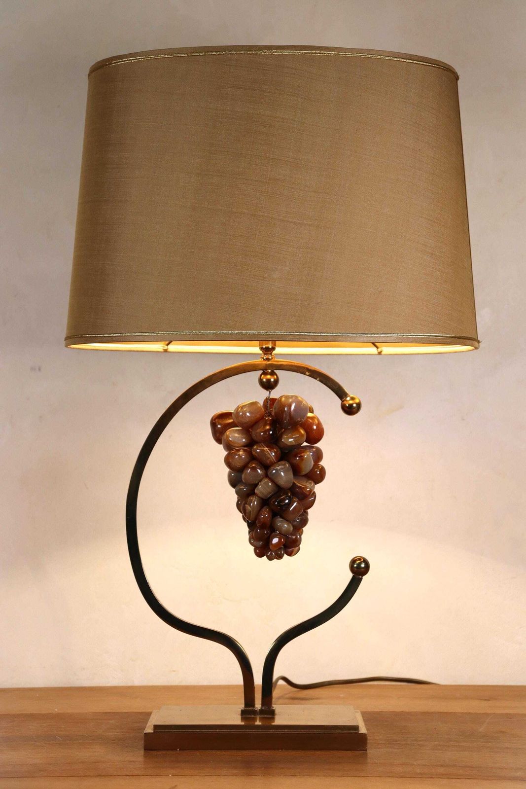 Hollywood Regency Vintage Design Table Desk Gemstone Grape Fruit 1970's Lamp In The Manner Of Willy Rizzo Or Willy Daro (St.241) photo for sale