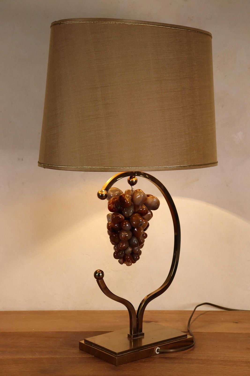 Hollywood Regency Vintage Design Table Desk Gemstone Grape Fruit 1970's Lamp In The Manner Of Willy Rizzo Or Willy Daro (St.241) photo vinterior