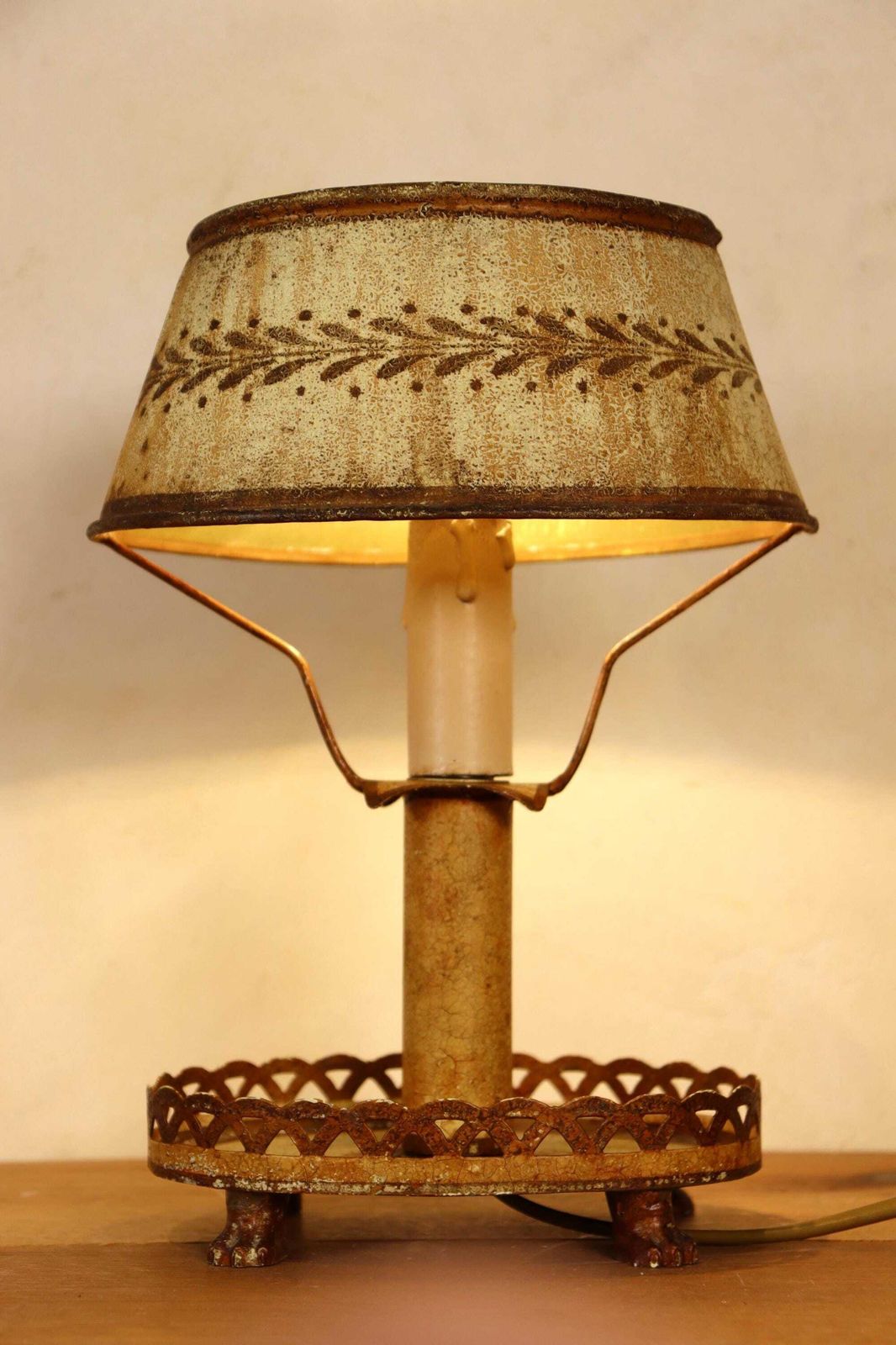 Original Italian Mid Century Patinated Tole / Metal Table Lamp (St.240) photo Verlichting