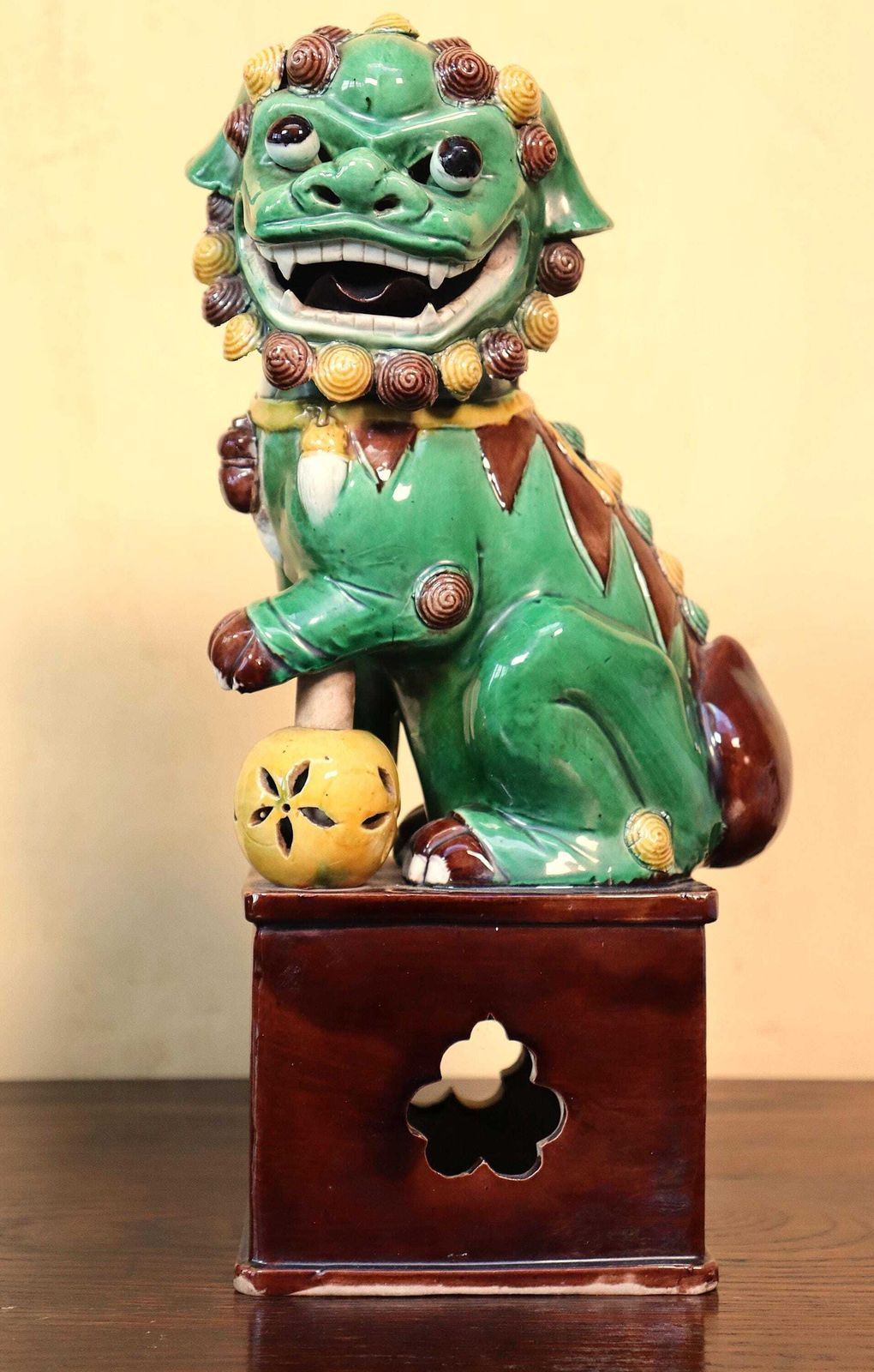 Antique Sancai Foo Dogs, 19th Century Buddhist Lions Pair (St.267) photo Art