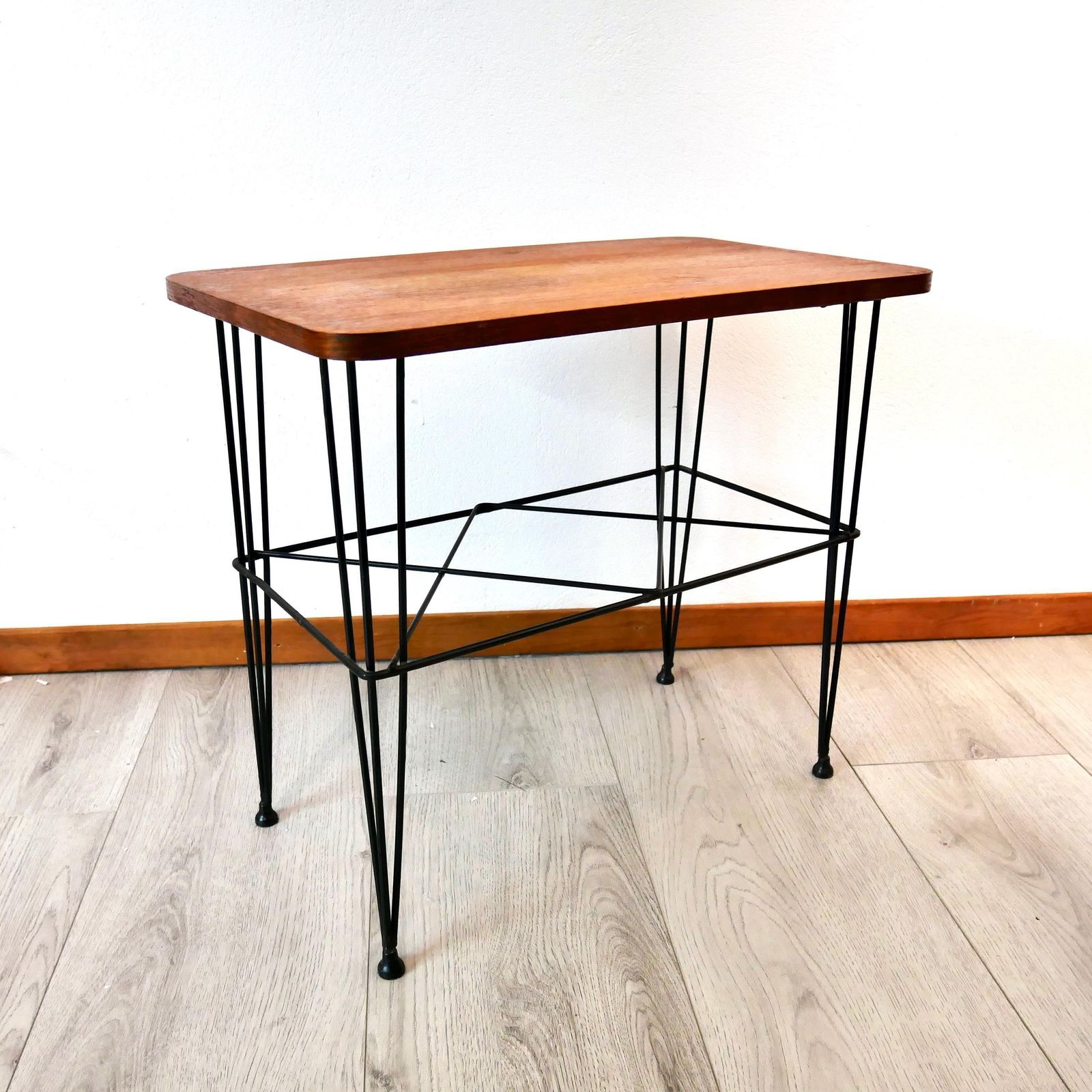 Mid Century Teak Wood Side Table – 1970s Scandinavian Furniture photo vintage