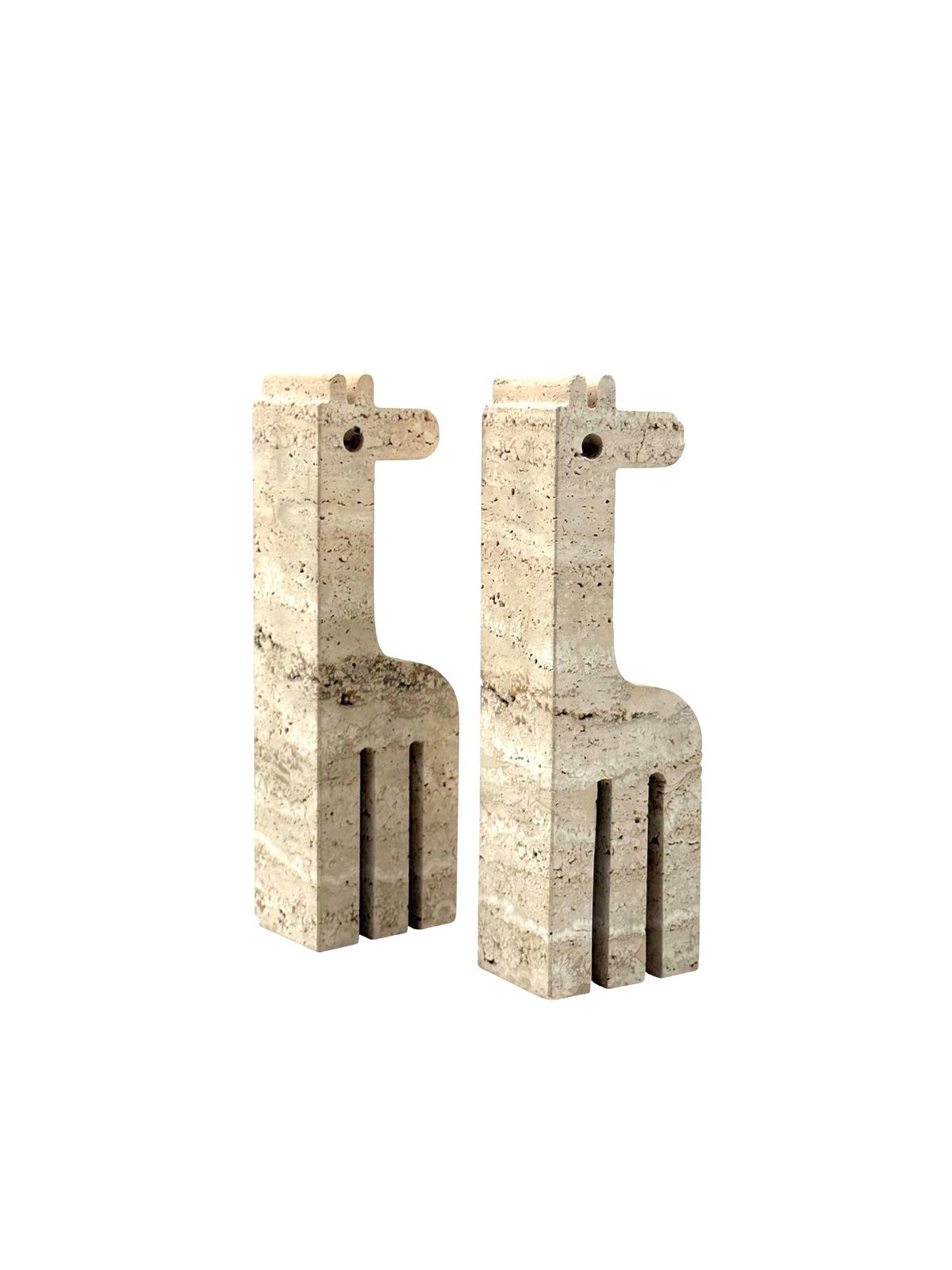 Home Decor Modern Set Of 2 Travertine Giraffe Shaped Bookends, Fratelli Mannelli, Italy 1970s photo
