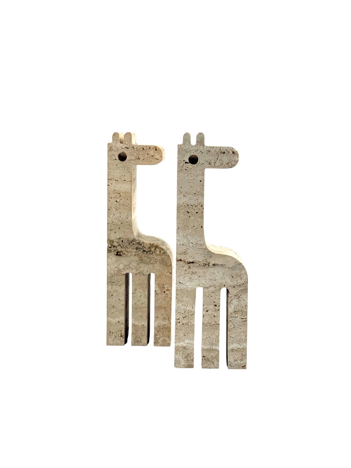 photo vinterior Modern Set Of 2 Travertine Giraffe Shaped Bookends, Fratelli Mannelli, Italy 1970s