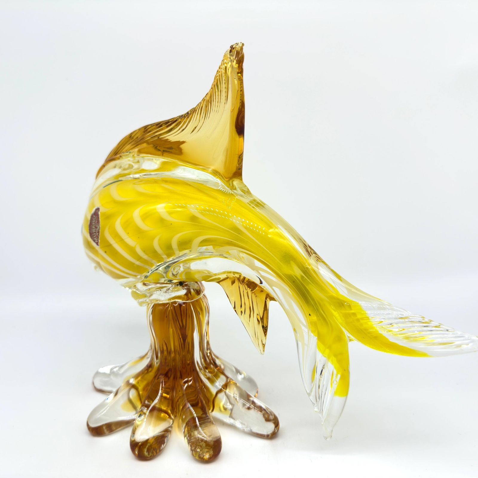 Vintage Murano Glass Tropical Fish Sculpture – Attributed Seguso, Millefiori Detail, 28 Cm photo vintage