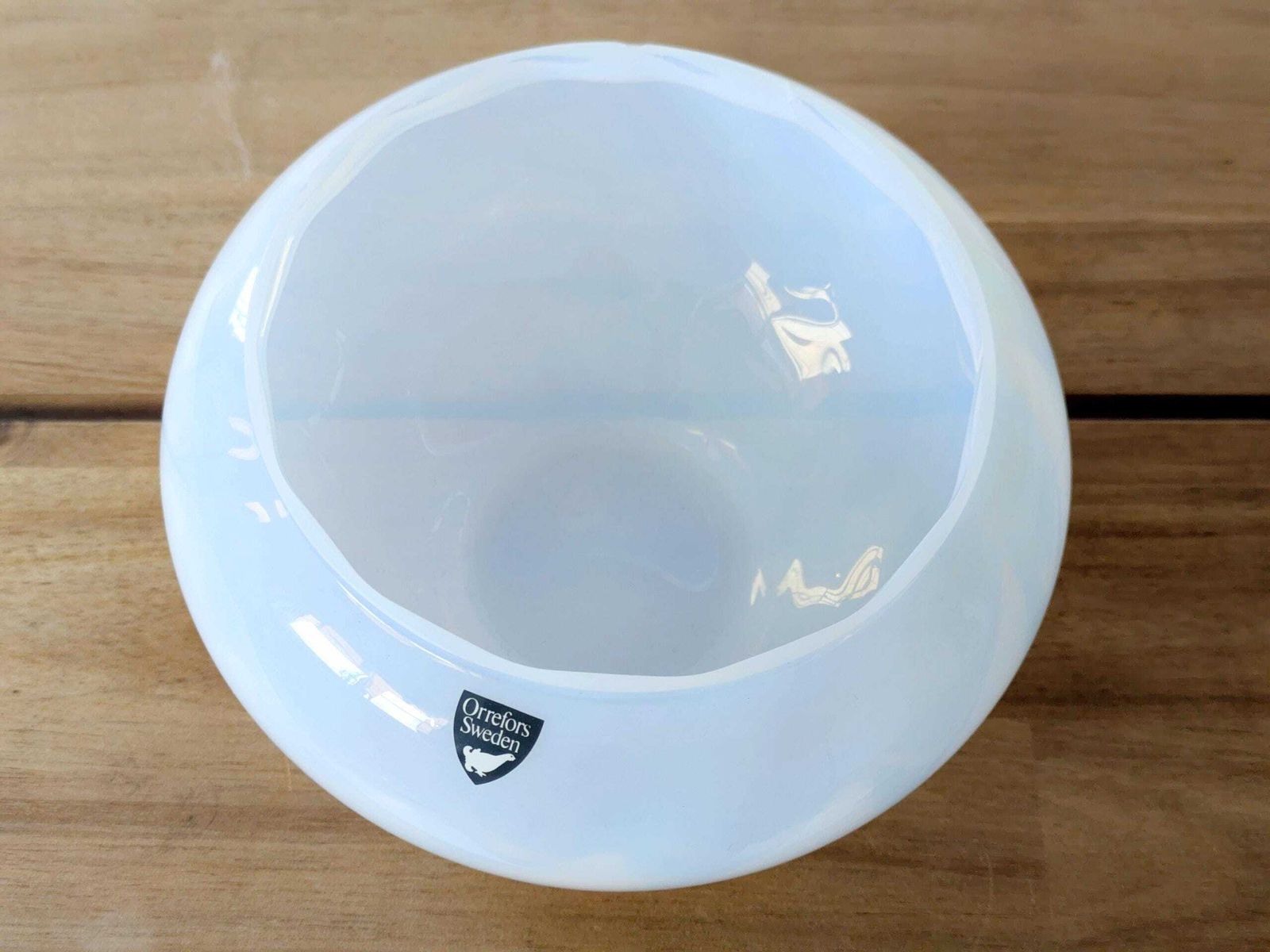 Rare Orrefors “Selena” Vase By Sven Palmqvist: 1950s Swedish Art Glass, Original Sticker photo vinterior