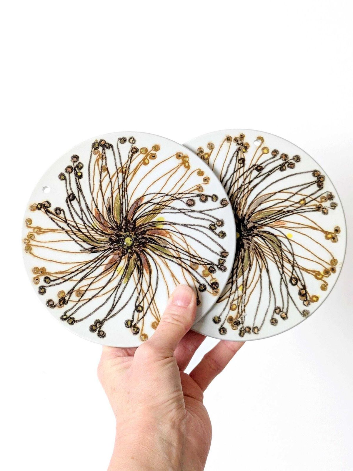 Set Of 2 Royal Copenhagen Fajance Baca Plates Or Trivets: 1970s Danish Design photo vinterior