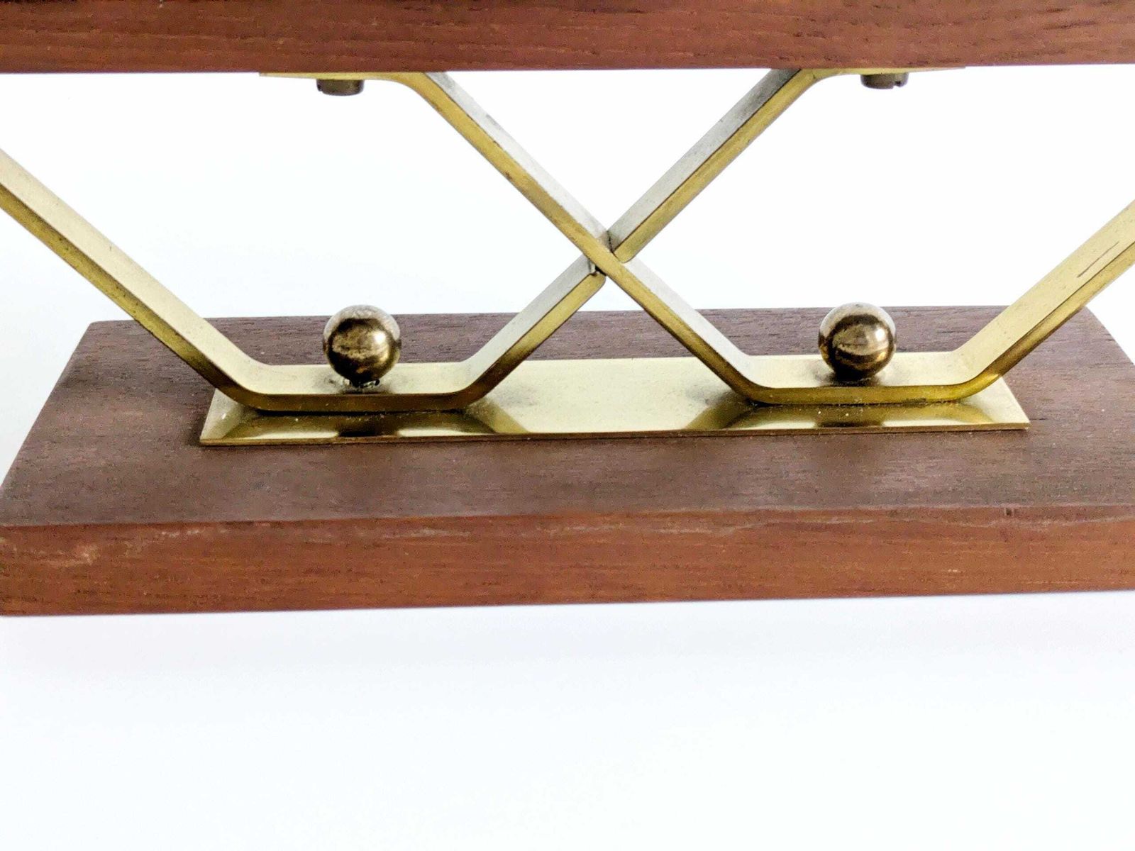 photo furniture Midcentury Teak And Brass Candelabra: 5 Light German Candle Holder, 1960s Geometric Modern Design