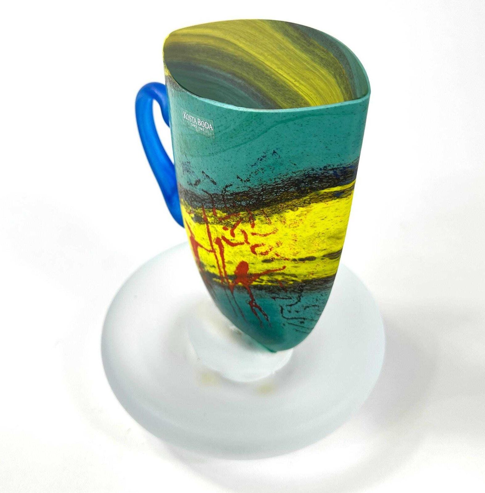 Kosta Boda Teacup Sculpture – Kjell Engman Signed Swedish Art Glass, 1980s Collectible photo vintage