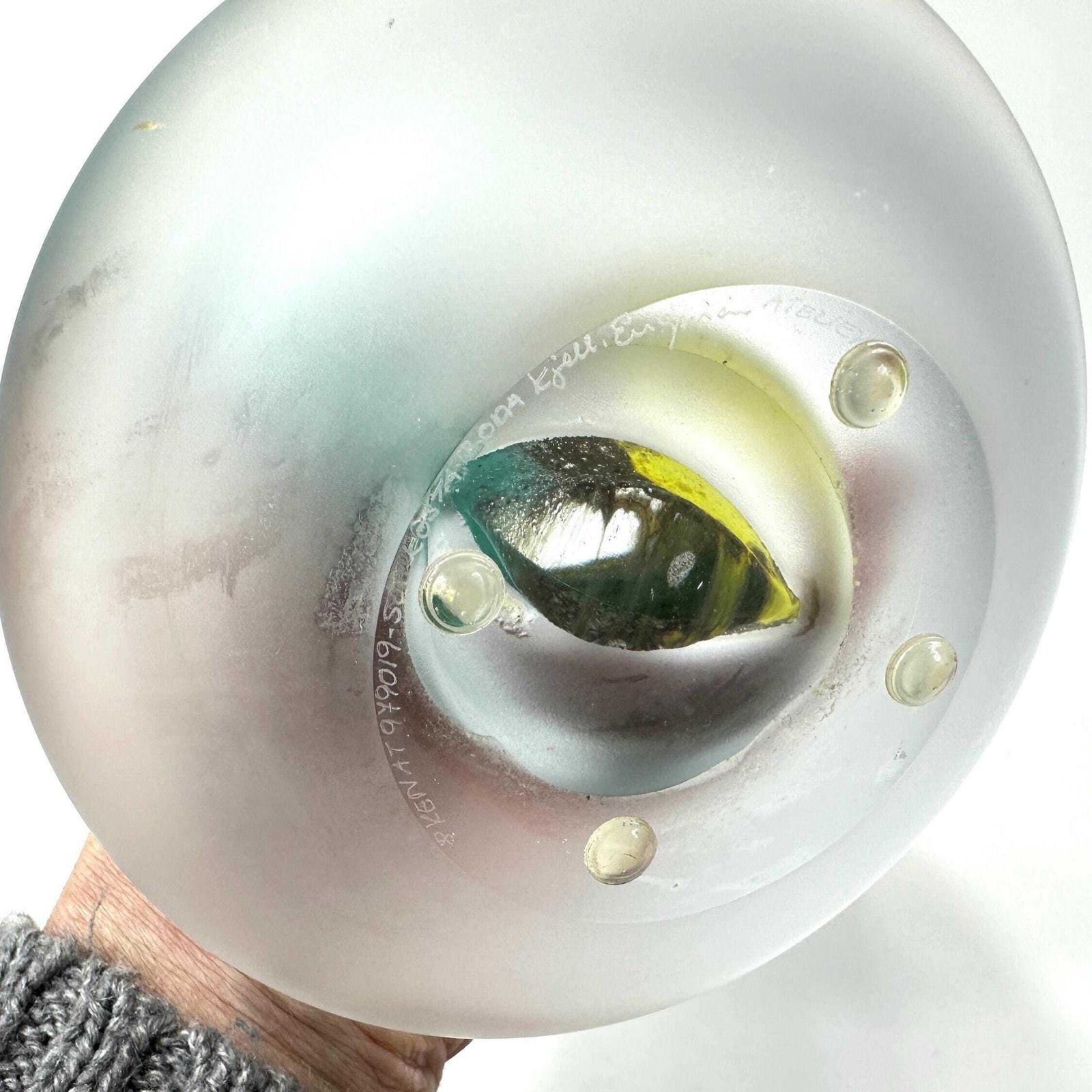 photo for sale Kosta Boda Teacup Sculpture – Kjell Engman Signed Swedish Art Glass, 1980s Collectible