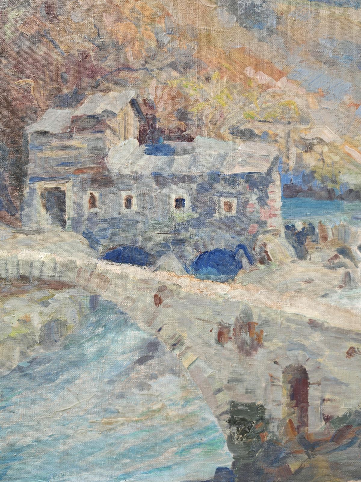 Modernist Painting "The Mouth Of The Ribnica Into The Moraca" By Jan Krizek 1956 photo 4310.0