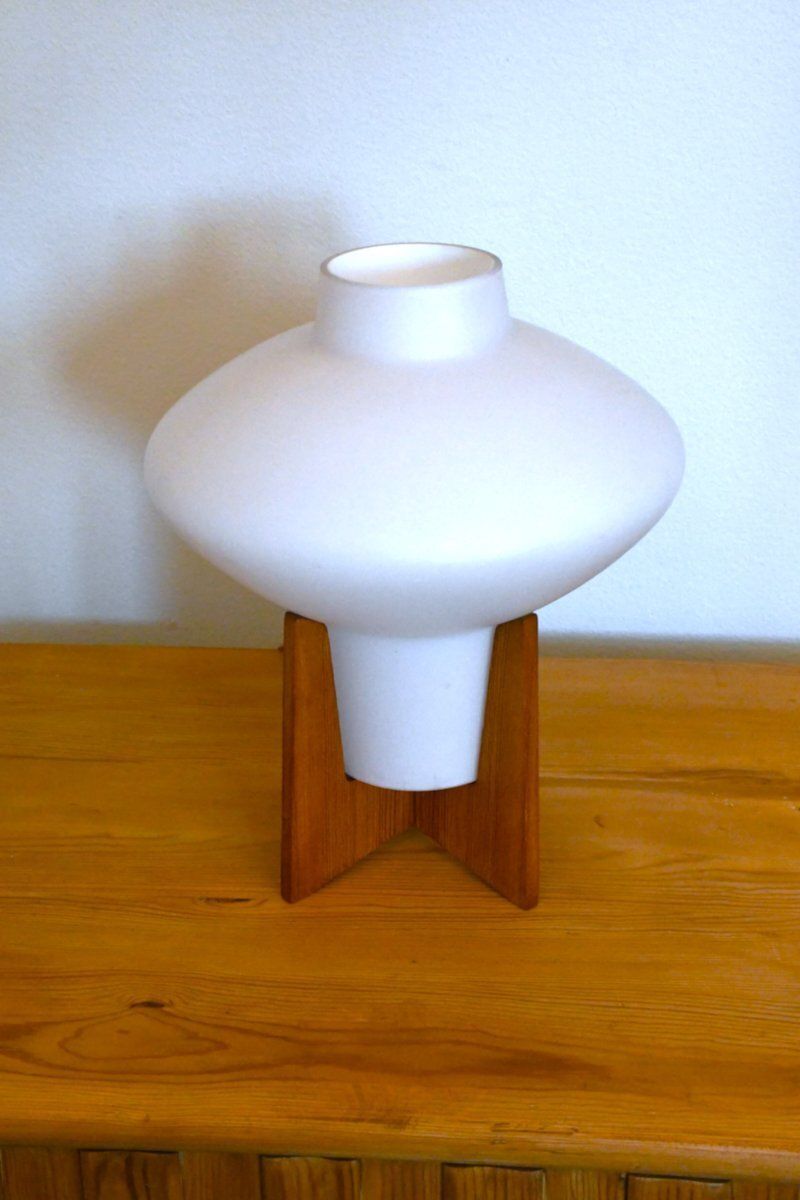 Swedish Glass And Pine Table Lamp By Uno & östen Kristiansson For Luxus, 1960s photo furniture