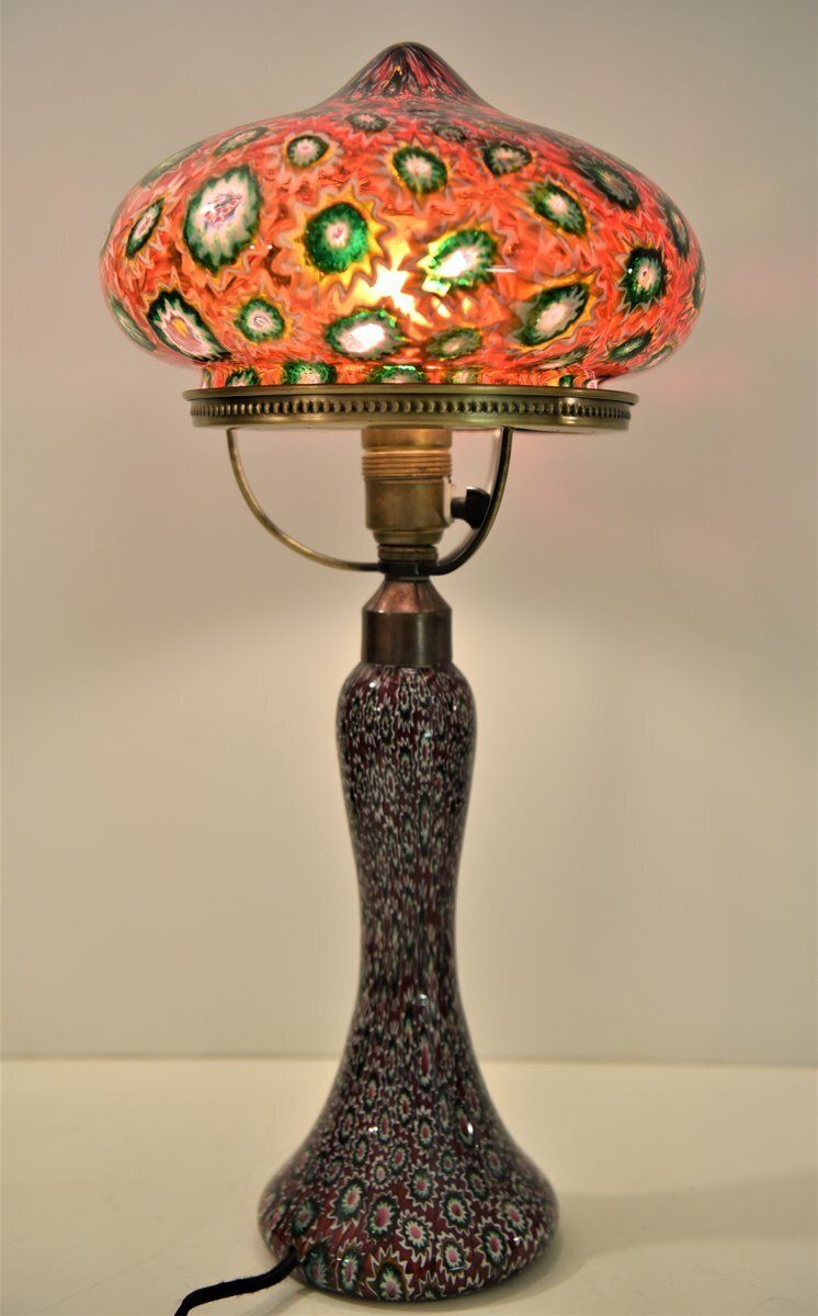 Large Vintage Millefiori Glass And Brass Table By Fratelli Toso, 1940s photo Furniture
