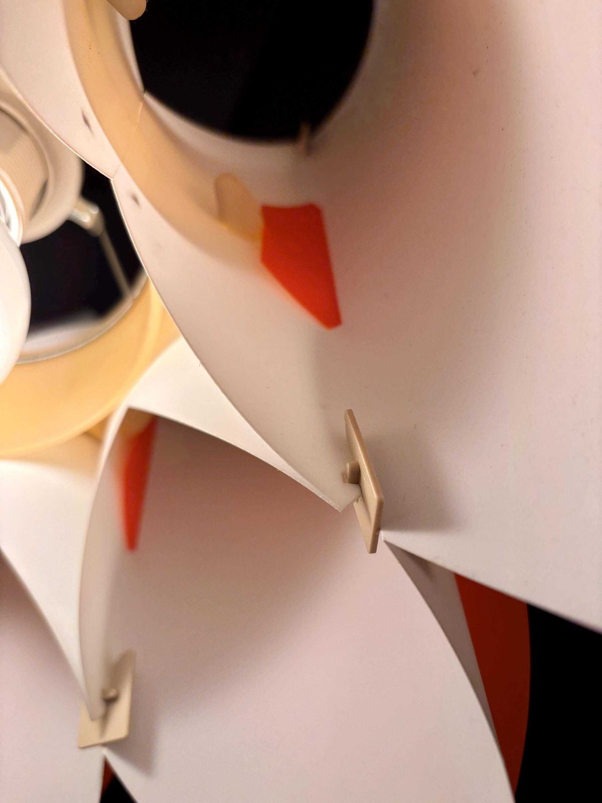 268.0 Ballet Pendant Lamp, Orange And White, By Lars Schiøler For P.J. Høyrup photo