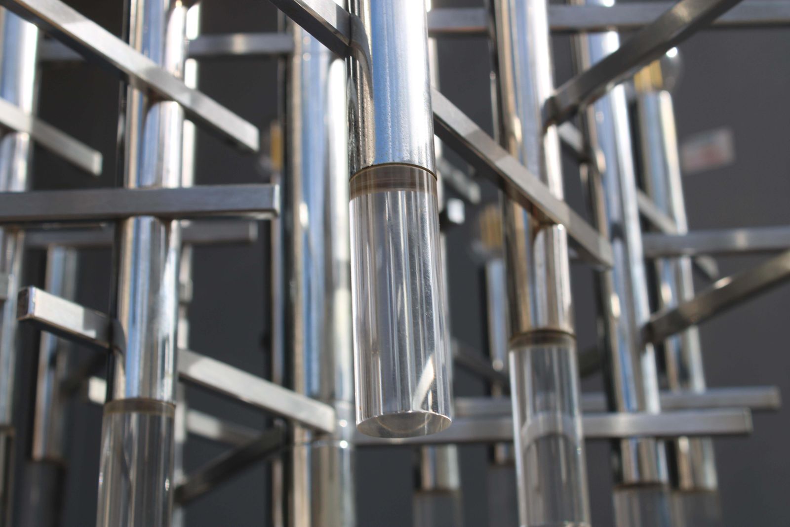 Lighting Sciolari Chandelier In Steel And Plexiglass 1970 Italy Minimalist Design photo