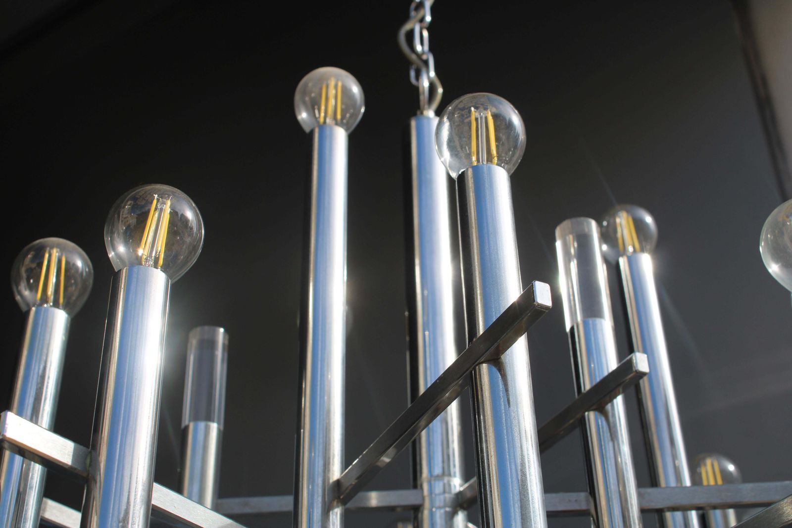 3024.0 Sciolari Chandelier In Steel And Plexiglass 1970 Italy Minimalist Design photo