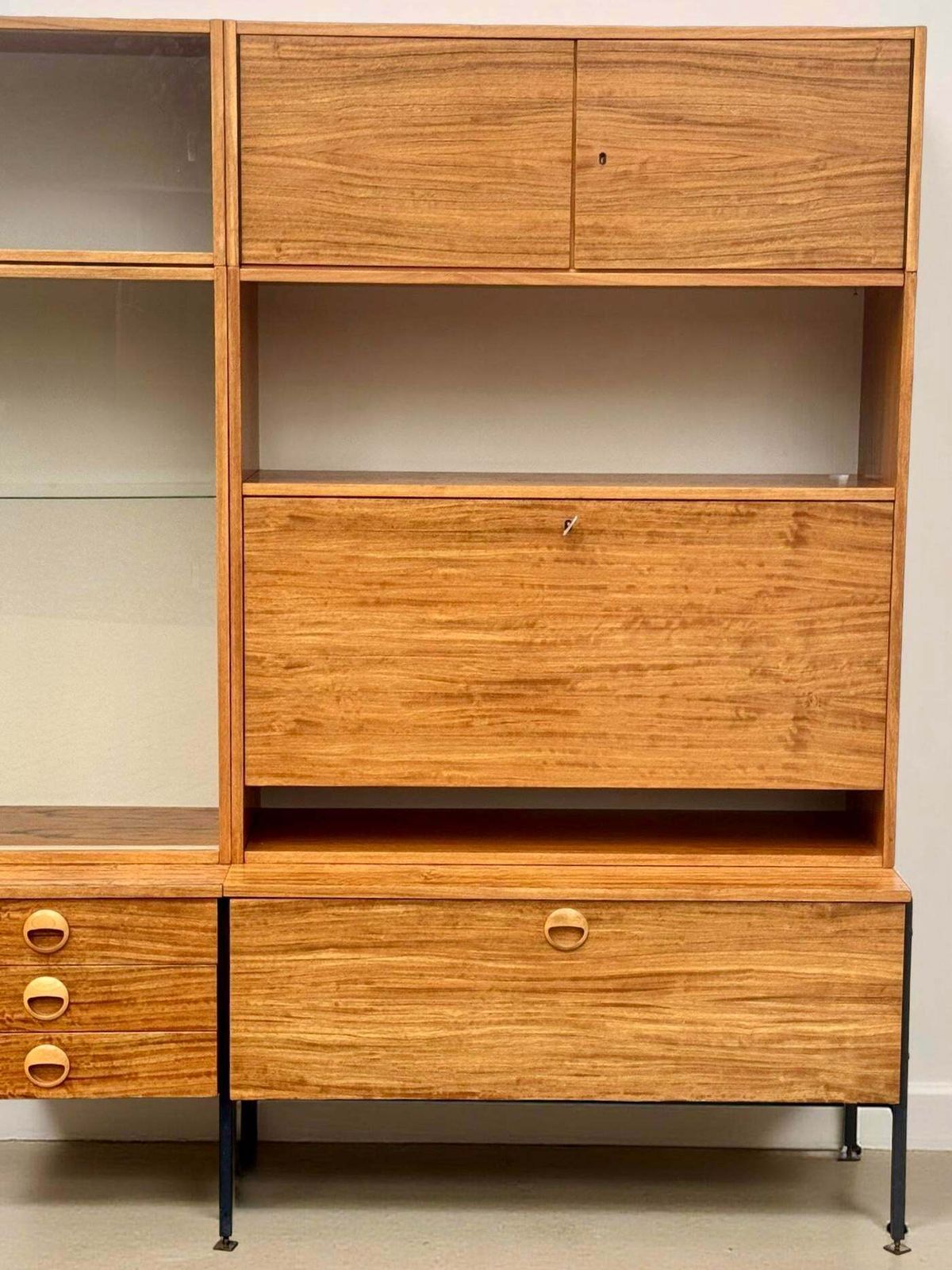 Model 430 Modular Wall System With Bar, Secretary And Display Cabinet In Walnut By Joachim Nebelung For Hellerau, 1973 photo buy