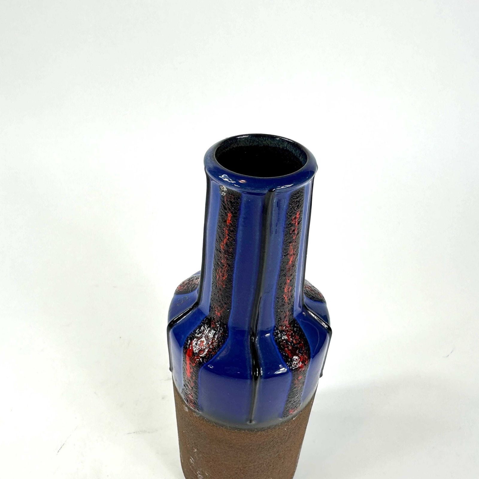 Vintage Fat Lava Vase – Cobalt Blue And Red, 1970s Mid Century German Pottery photo 76.0