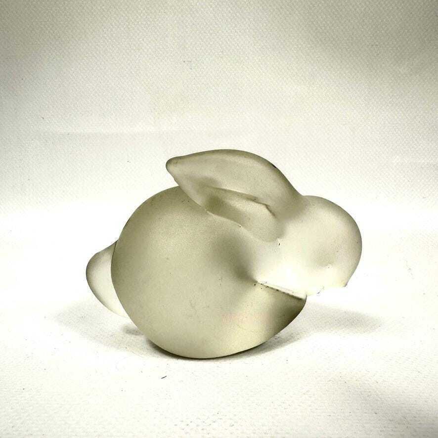Scandinavian Frosted Glass Rabbit Sculpture – Mid Century Modern Style, Minimalist Art Glass Figurine