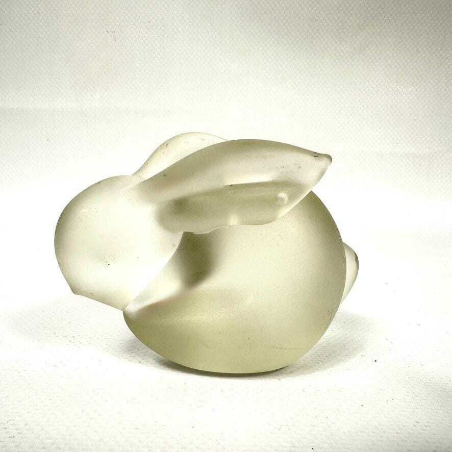 Scandinavian Frosted Glass Rabbit Sculpture – Mid Century Modern Style, Minimalist Art Glass Figurine photo for sale