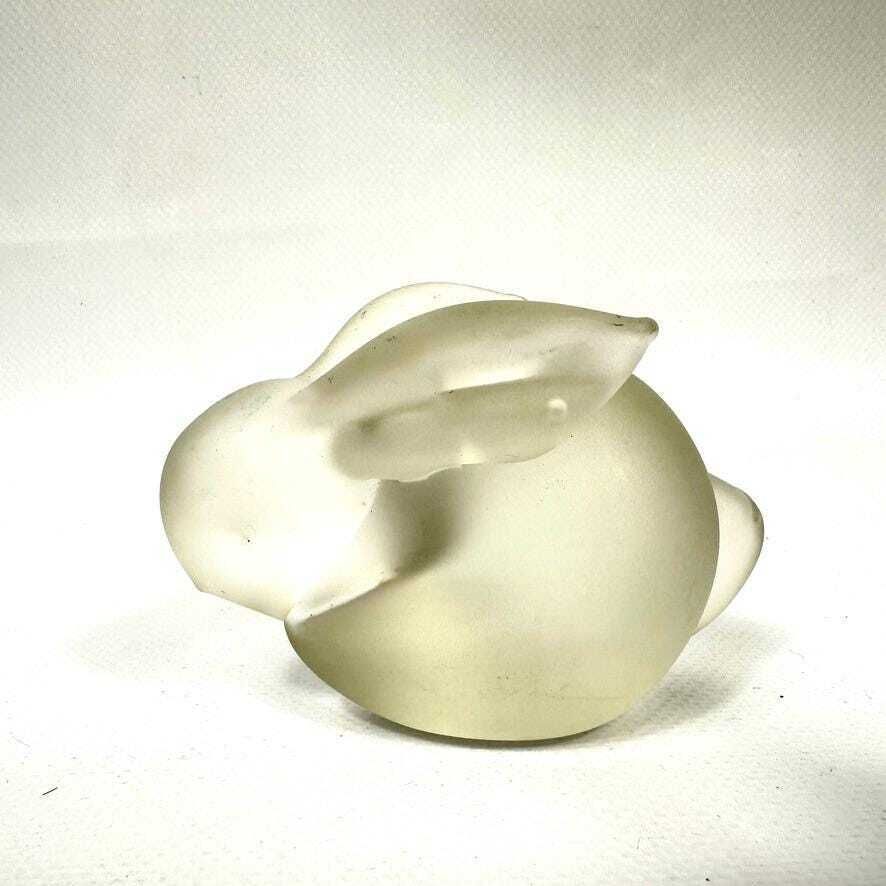 Scandinavian Frosted Glass Rabbit Sculpture – Mid Century Modern Style, Minimalist Art Glass Figurine photo Art