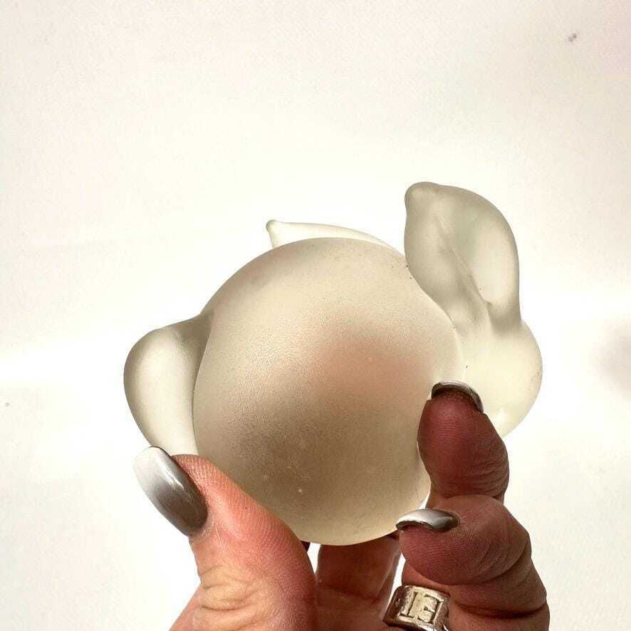 Scandinavian Frosted Glass Rabbit Sculpture – Mid Century Modern Style, Minimalist Art Glass Figurine photo buy