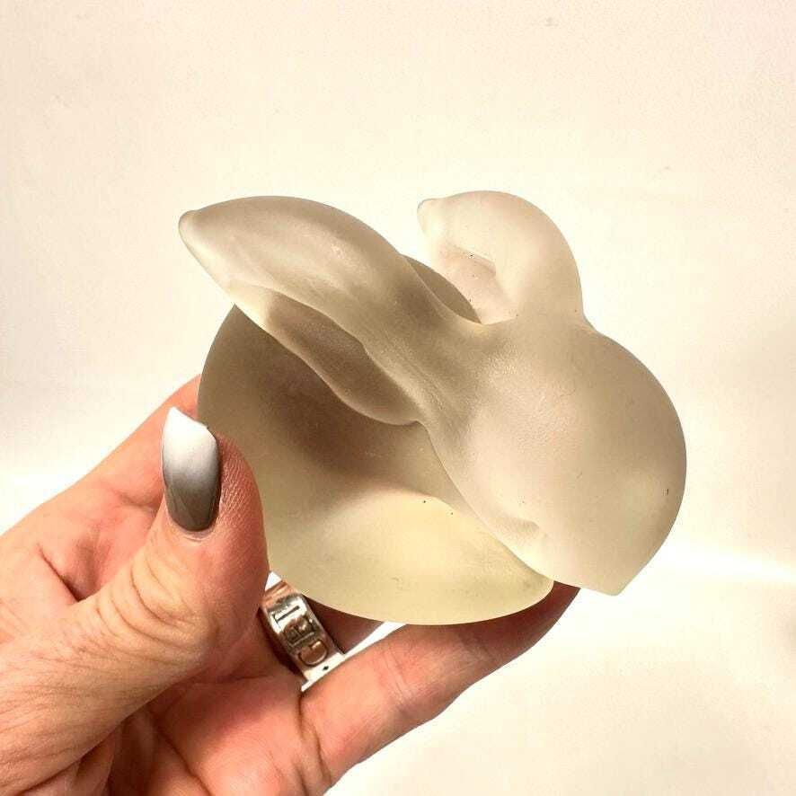 photo furniture Scandinavian Frosted Glass Rabbit Sculpture – Mid Century Modern Style, Minimalist Art Glass Figurine