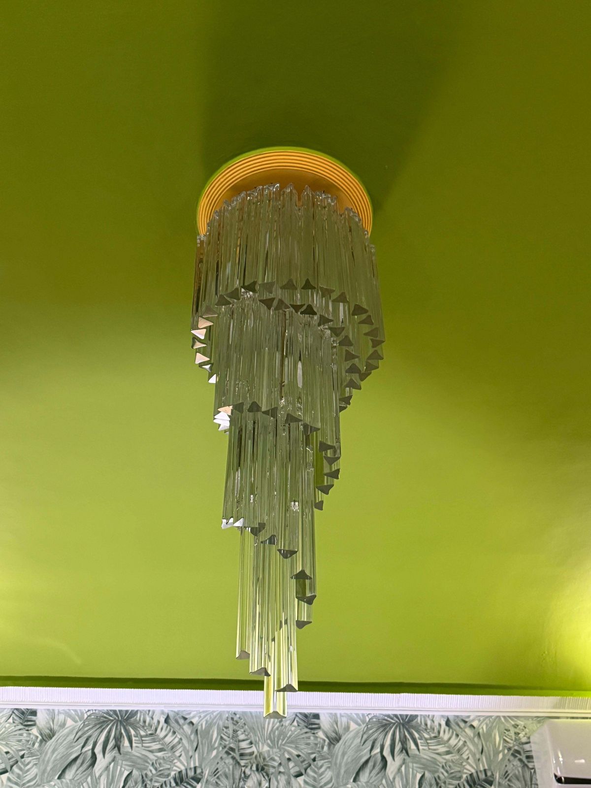 Venini Triedri Italia 1970 Murano Art Glass Waterfall Chandelier photo for sale