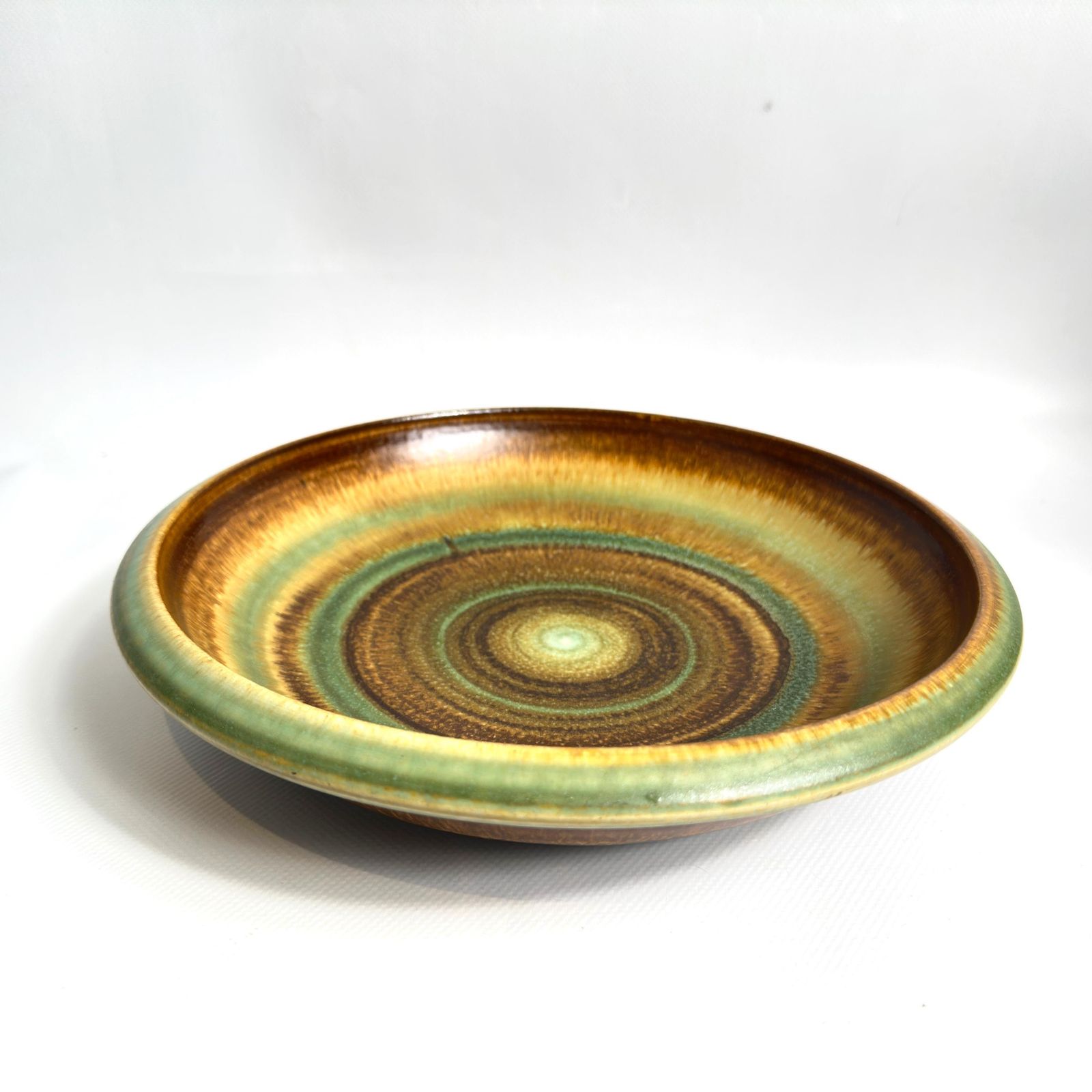 Scandinavian Mid Century Pottery Bowl By Höganäs Keramik – Brown Green Glaze, 1970s