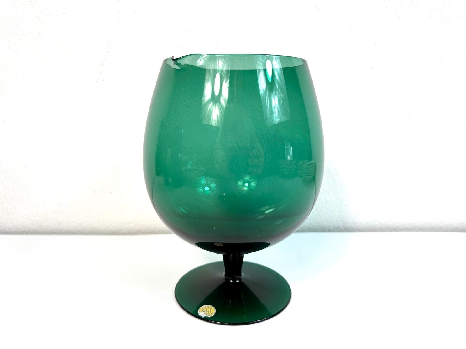 Large Green Balloon Brandy Glass Vase – 1960s/70s photo Home Decor