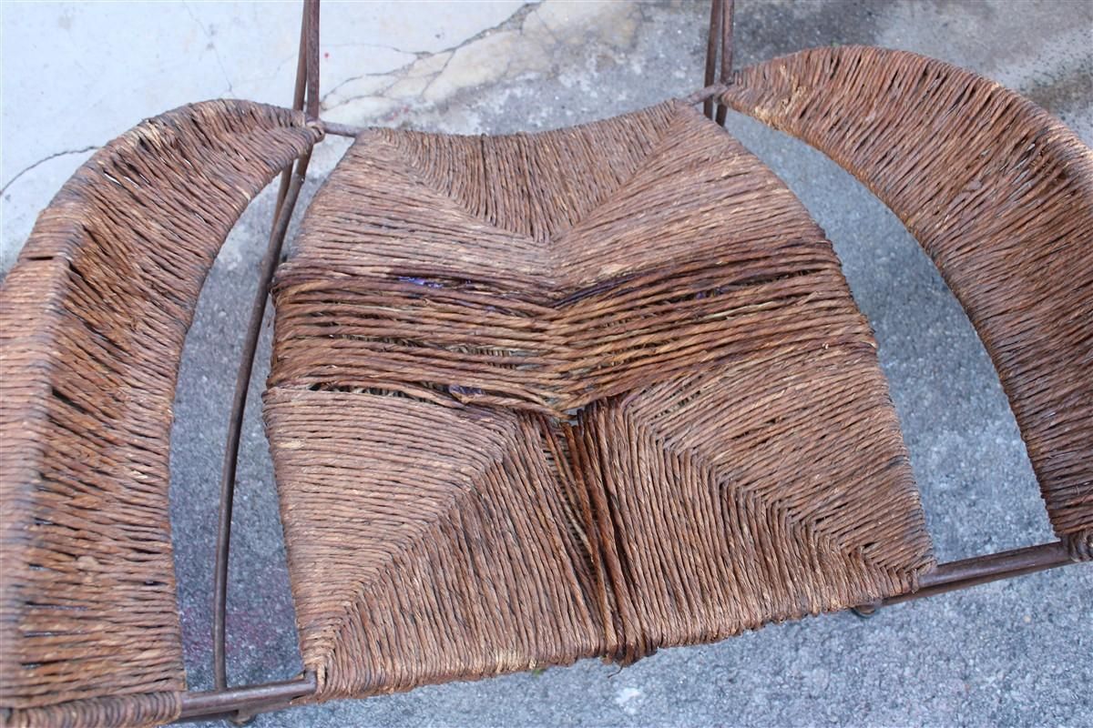 photo for sale Pair Of Tom Dixon Banana Metal And Straw Cap Armchairs Italy 1980