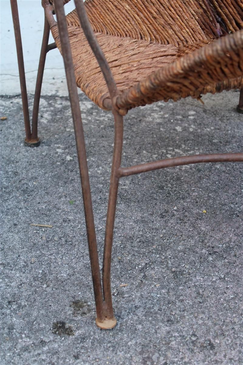 photo buy Pair Of Tom Dixon Banana Metal And Straw Cap Armchairs Italy 1980