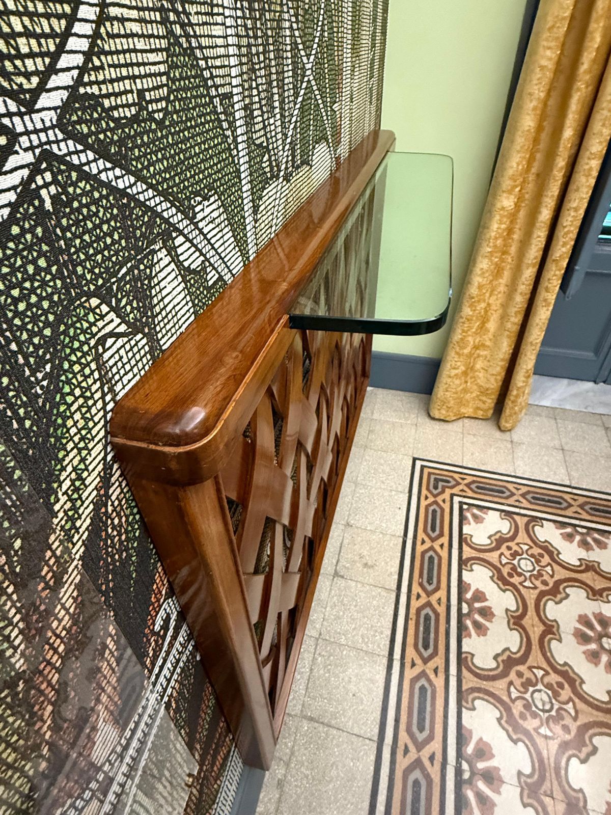 photo for sale Rectangular Console In Walnut And Crystal Paolo Buffa Mid Century Design