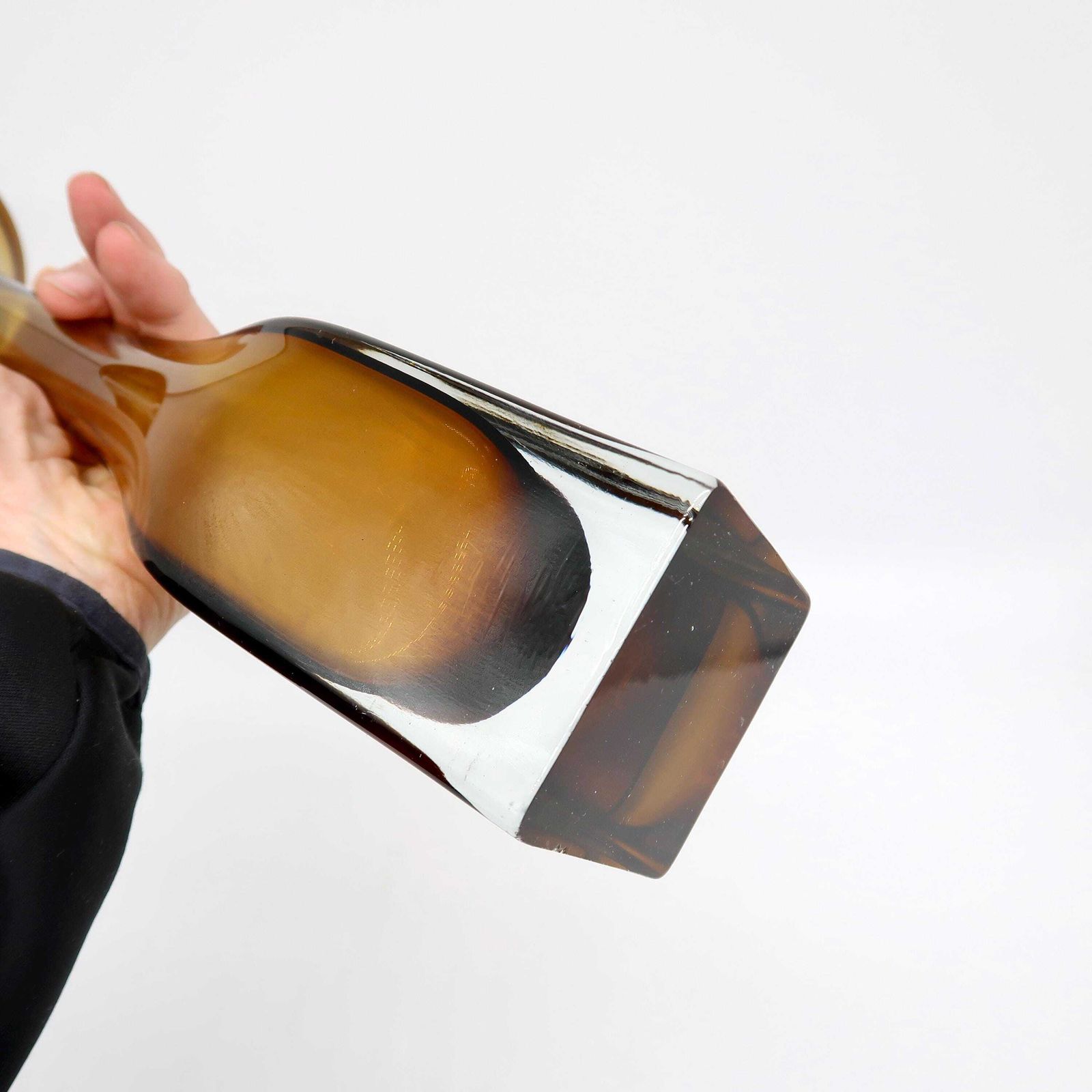 photo for sale Scandinavian Art Glass Amber Vase – Bo Borgström For åseda, Sweden, 1960s