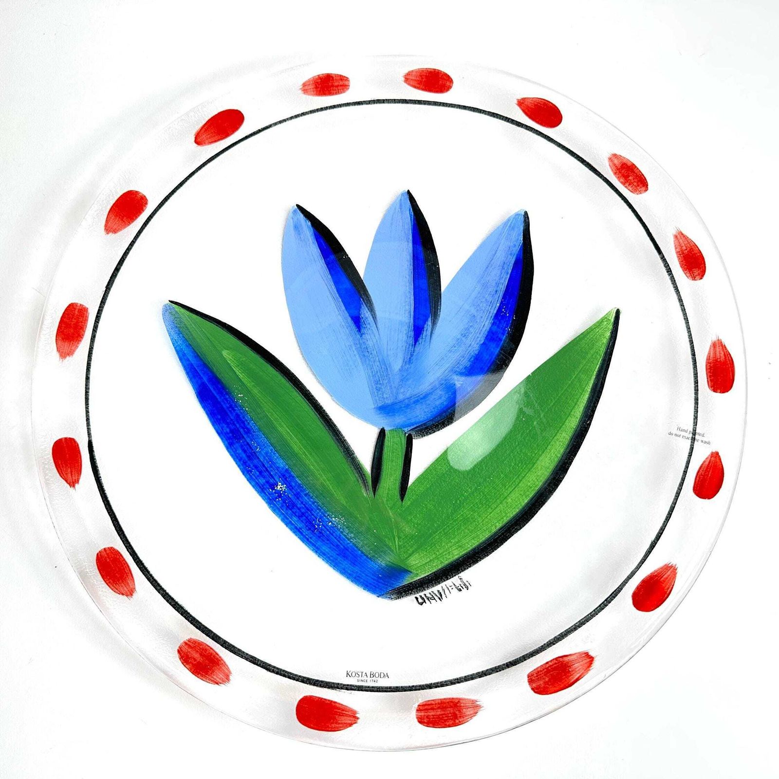 Kosta Boda Glass Plate: Ulrica Hydman Vallien Blue Tulip Charger photo furniture