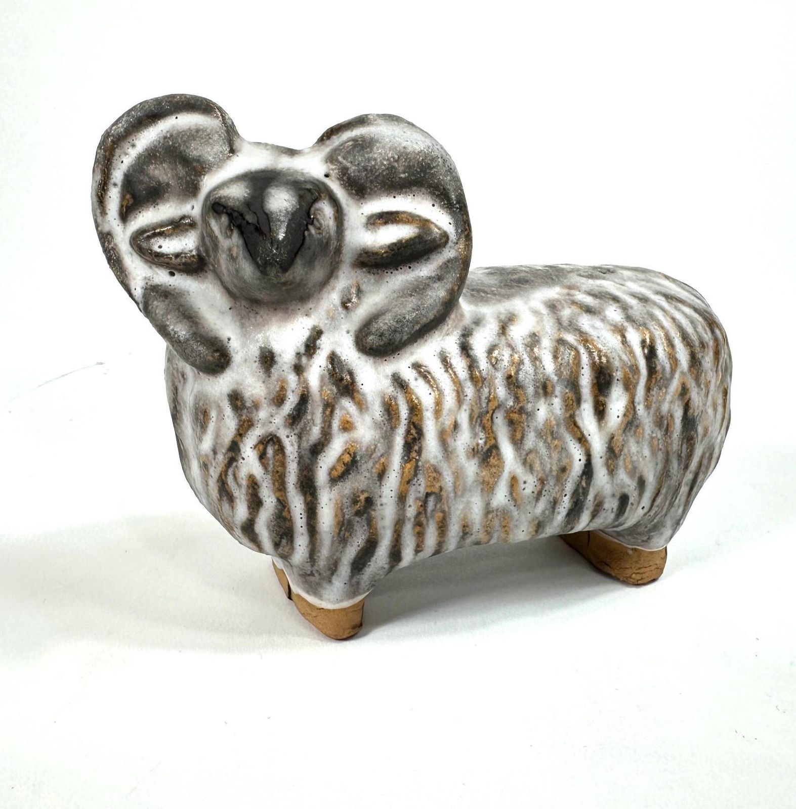 Vintage Scandinavian Pottery Sheep Figurine – 1970s Visby Ceramic Animal Sculpture photo furniture