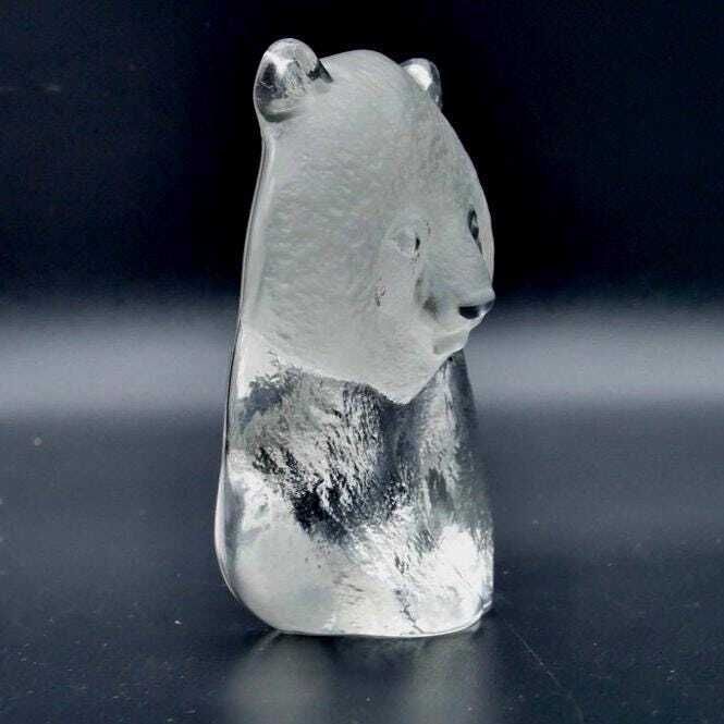 Art Glass Panda Wwf Paperweight Sculpture Signed  Mats Jonasson photo 65.0