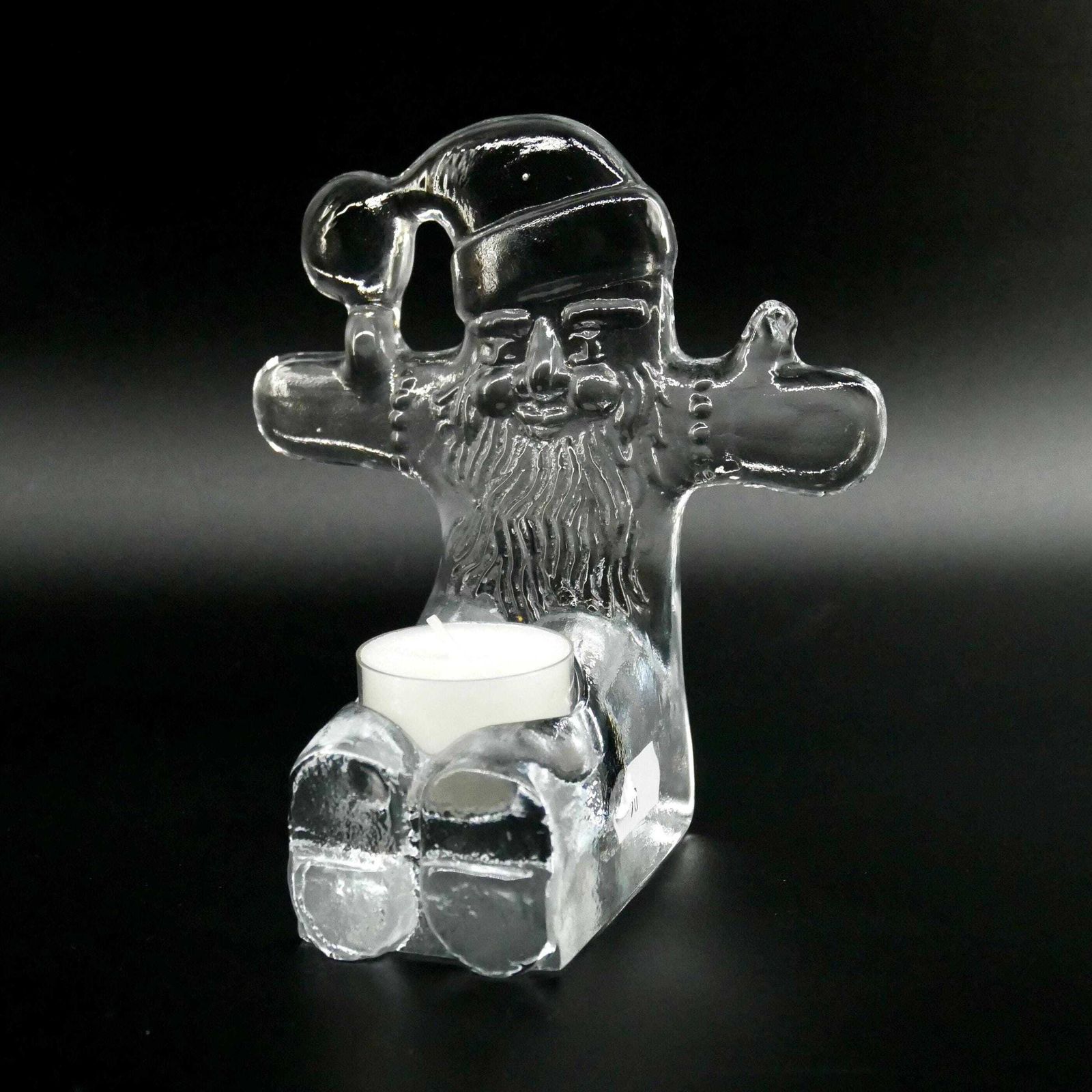 Kosta Boda Santa Candle Holder – Bertil Vallien, 1970s Swedish Christmas Decor