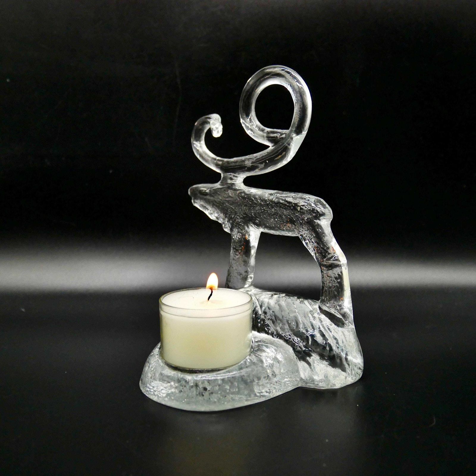 Vintage Kosta Boda Glass Reindeer Candle Holder – Bertil Vallien Design photo vinterior
