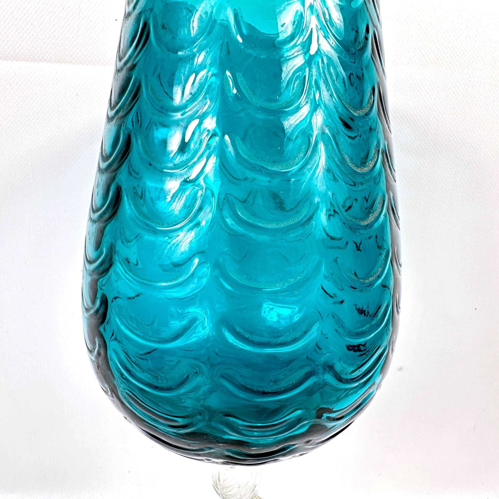 Large Draped Optic Italian Empoli Art Glass Vase, 1950s–60s photo vintage