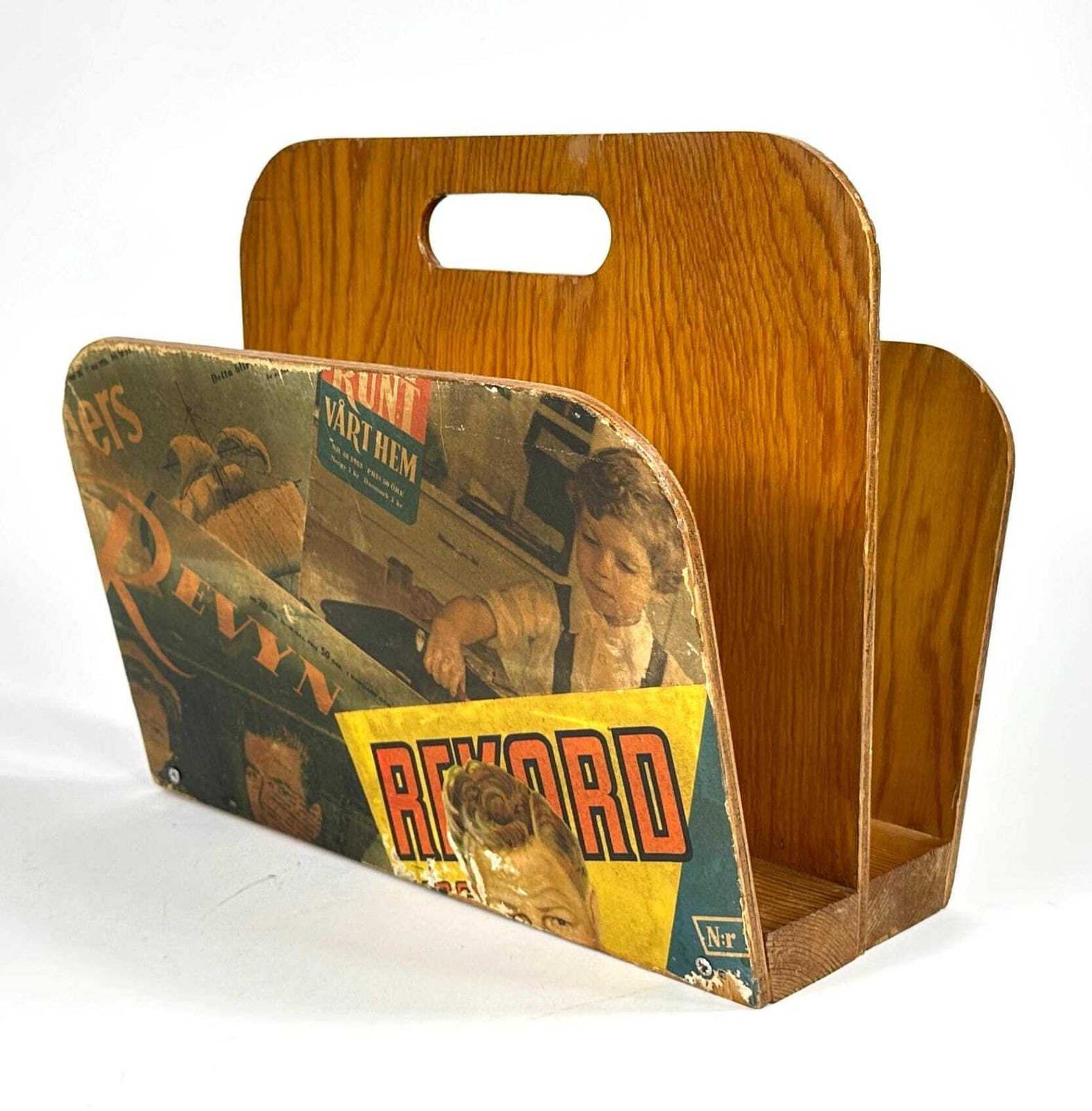 Upcycled 1950s Swedish Newspaper Magazine Rack Mid Century Retro Storage