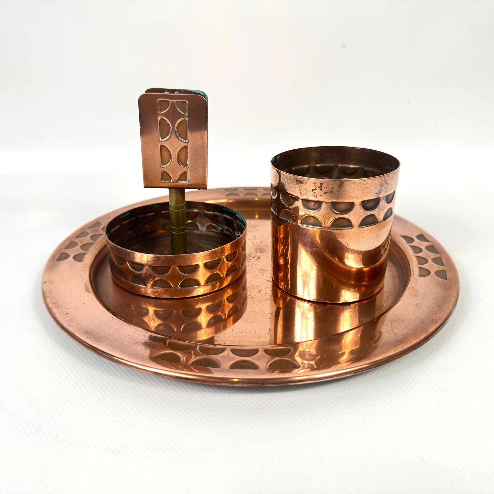 Arts And Crafts Copper Smoking Set – Handcrafted Scandinavian Design, 1920s–1930s