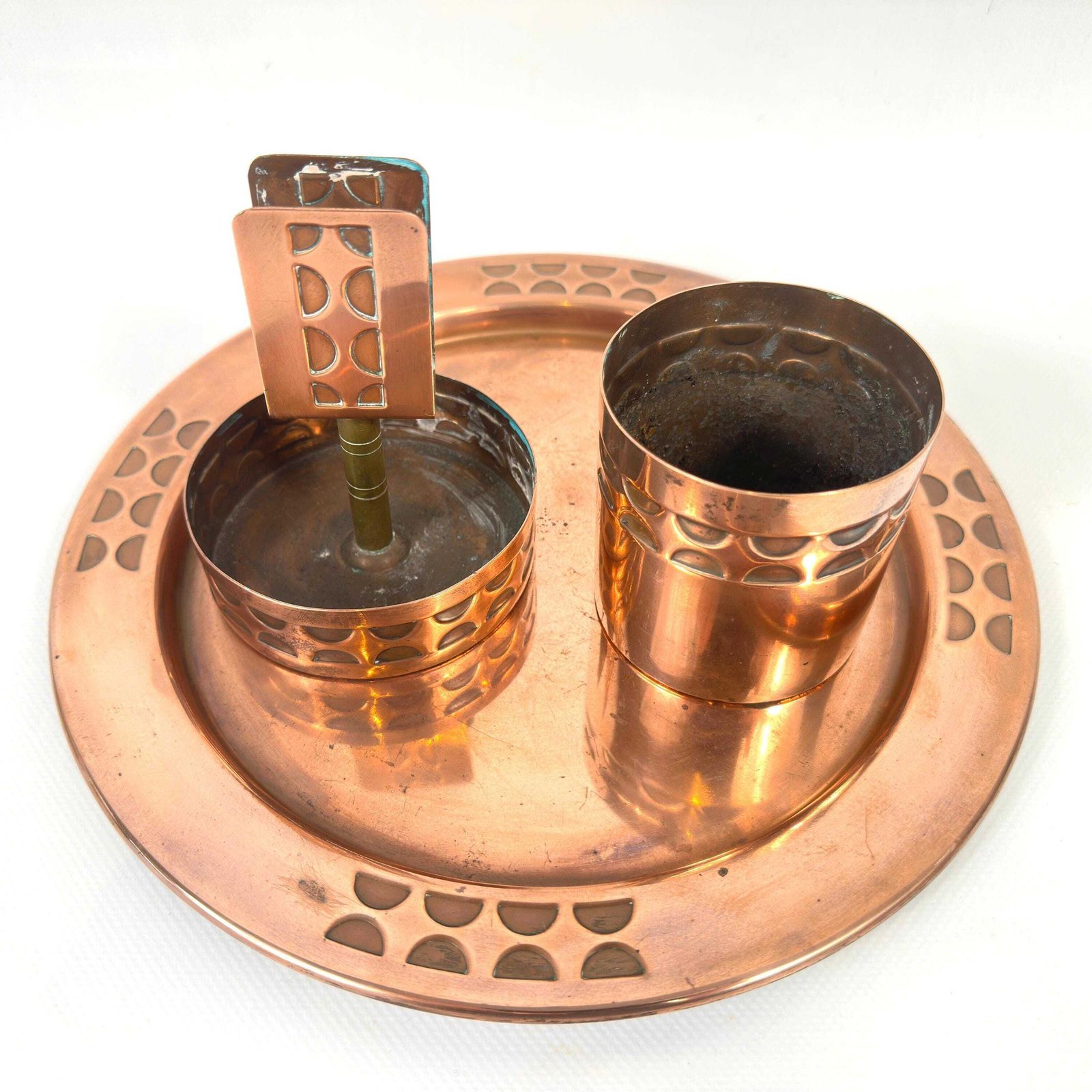 photo for sale Arts And Crafts Copper Smoking Set – Handcrafted Scandinavian Design, 1920s–1930s